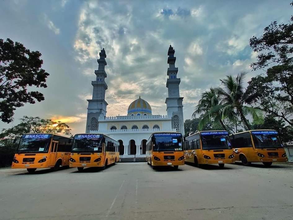 college mosque and bus